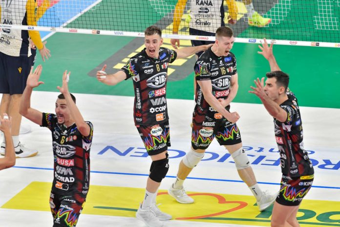 esultanza sir Al Palabarton i ragazzi di Lorenzetti domano gli scaligeri all'esordio in regular season